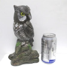 Vintage Ceramic Great Horned Owl Halloween Hand painted 9.25" Byron Molds 70s