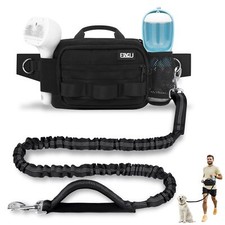 Hands Free Dog Leash with Zipper Pouch Waist Belt for Large Medium Dogs for R...