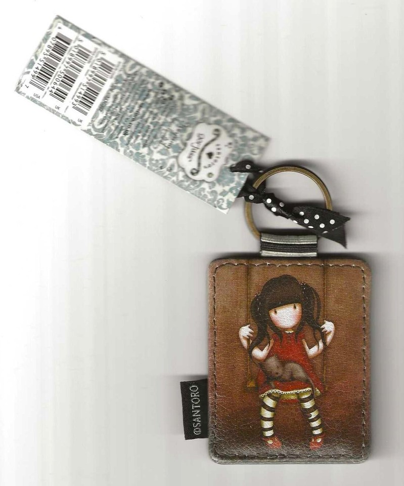 Santoro Gorjuss Keyring, Girl on Swing Puppy Dog Striped Stockings