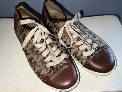 Michael Kors MK Brown And Beige Lace Up MK Logo Sneaker Size 1/2