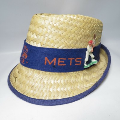 Vtg New York Mets Hat Straw Fedora 