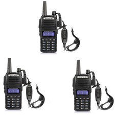 3Pcs Baofeng UV-82 5W Dual Band VHF/UHF Dual PTT FM Two-Way Radios Walkie Talkie