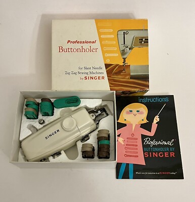Vintage Singer Buttonhole Attachment & Instructions Slant Needle Zig Zag Machine