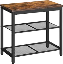 Shoe Bench, 3-Tier Shoe Rack, Industrial Shoe Organizer Storage Bench, 19.7 inch