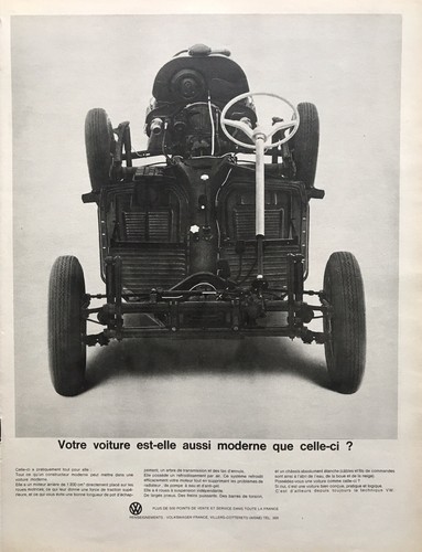 1964 VTG VW Volkswagen Beetle French B&W Print Ad “Is Your Car As Modern” 10x13