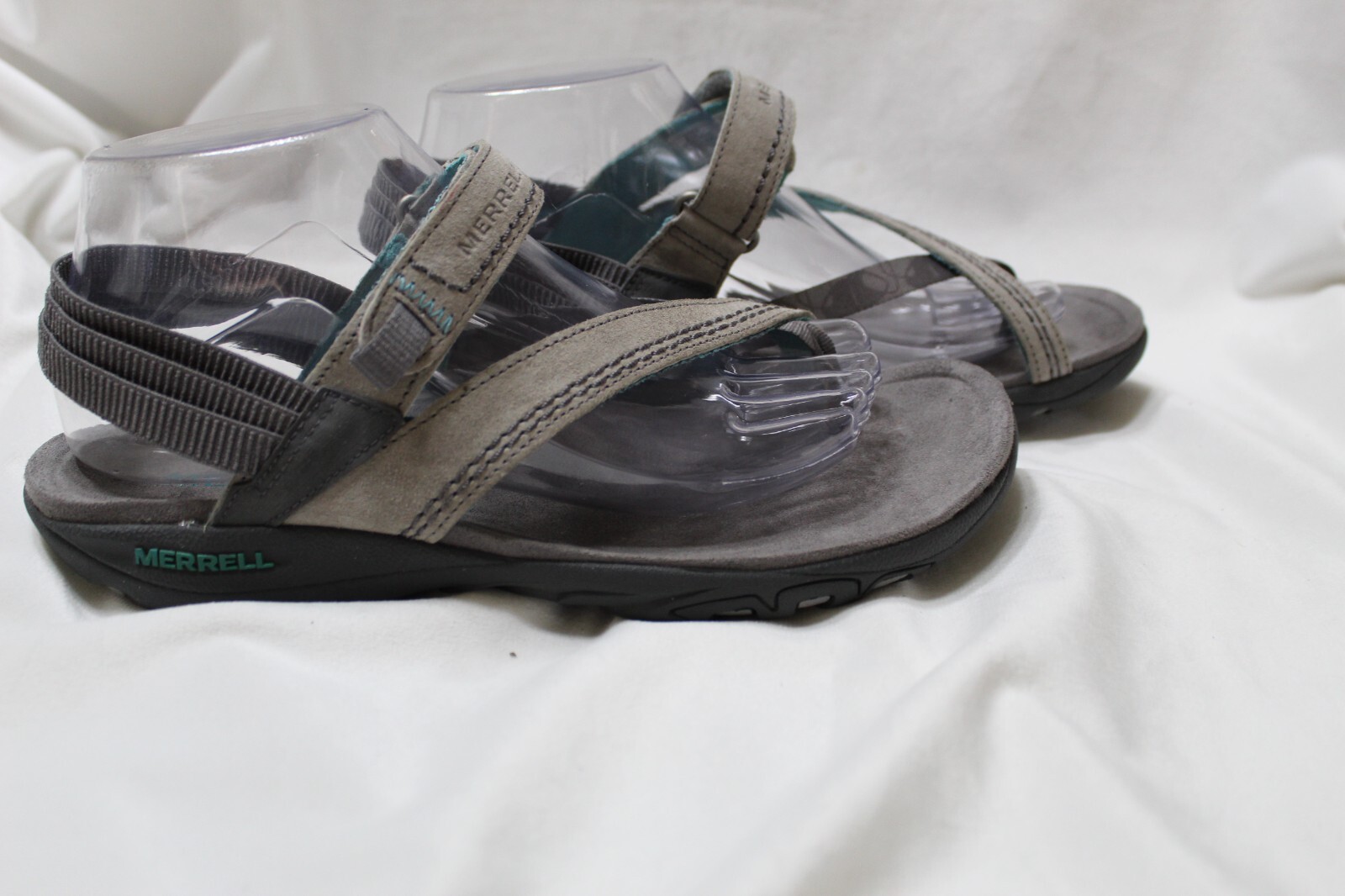 Sandali ad anello Merrell Mimosa punta di chiodi di garofano drizza 9 grigi gancio acqua e chiusura ad anello