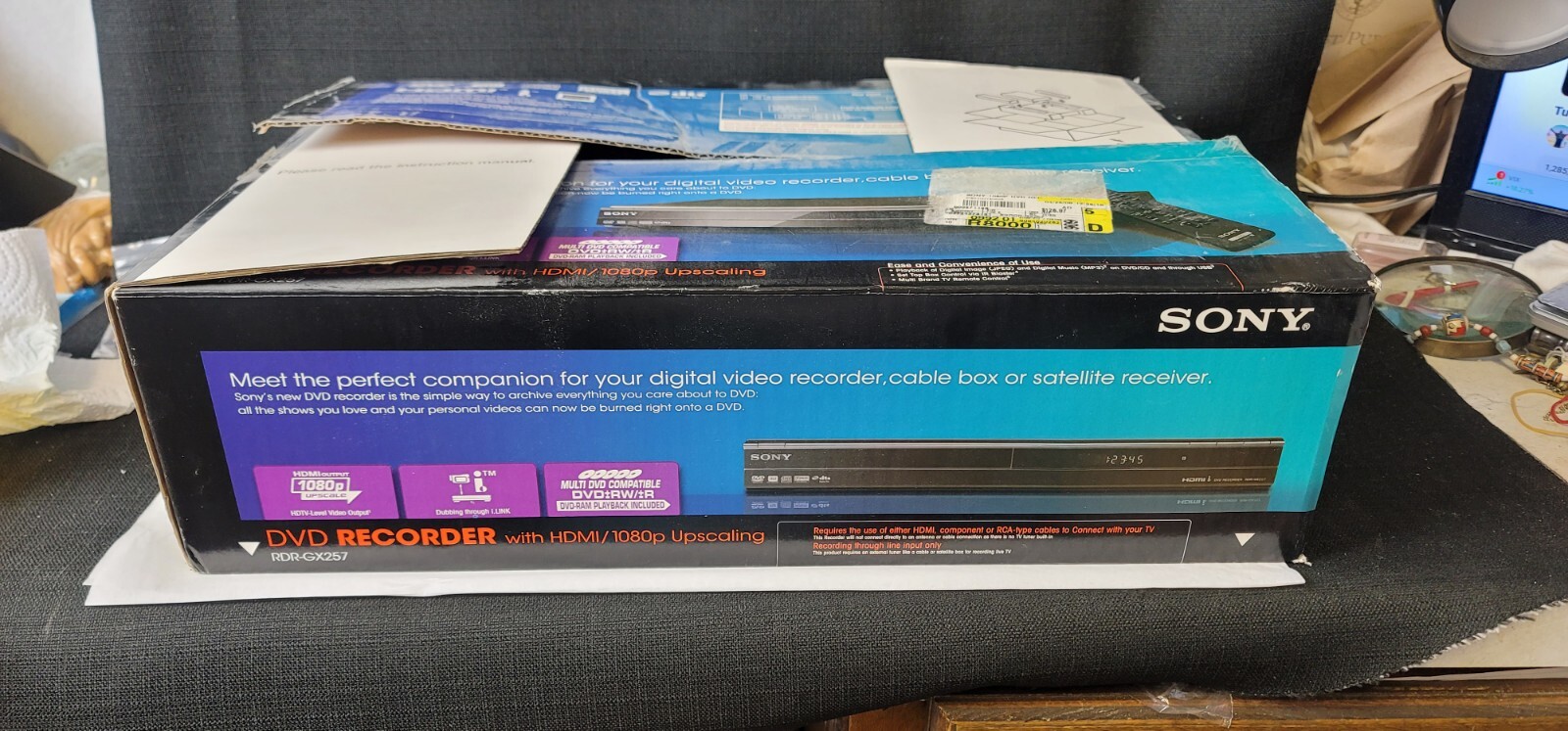 Sony HDMI DVD Recorder Player Remote RDRGX257 1080p Upscale New In Box