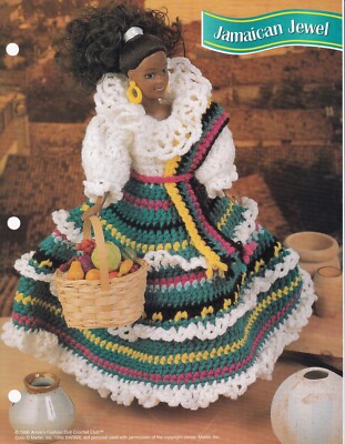 Fashion Doll Crochet Pattern JAMAICAN JEWEL Dress