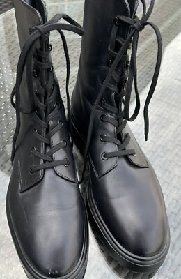 Stuart Weitzman Mckenzee Leather Combat Boots Black Sz 7 | eBay
