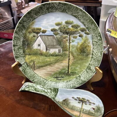 Vera Swen Artist Landscape Curitiba Brazil Porcelain Plate Spoon Rest Art