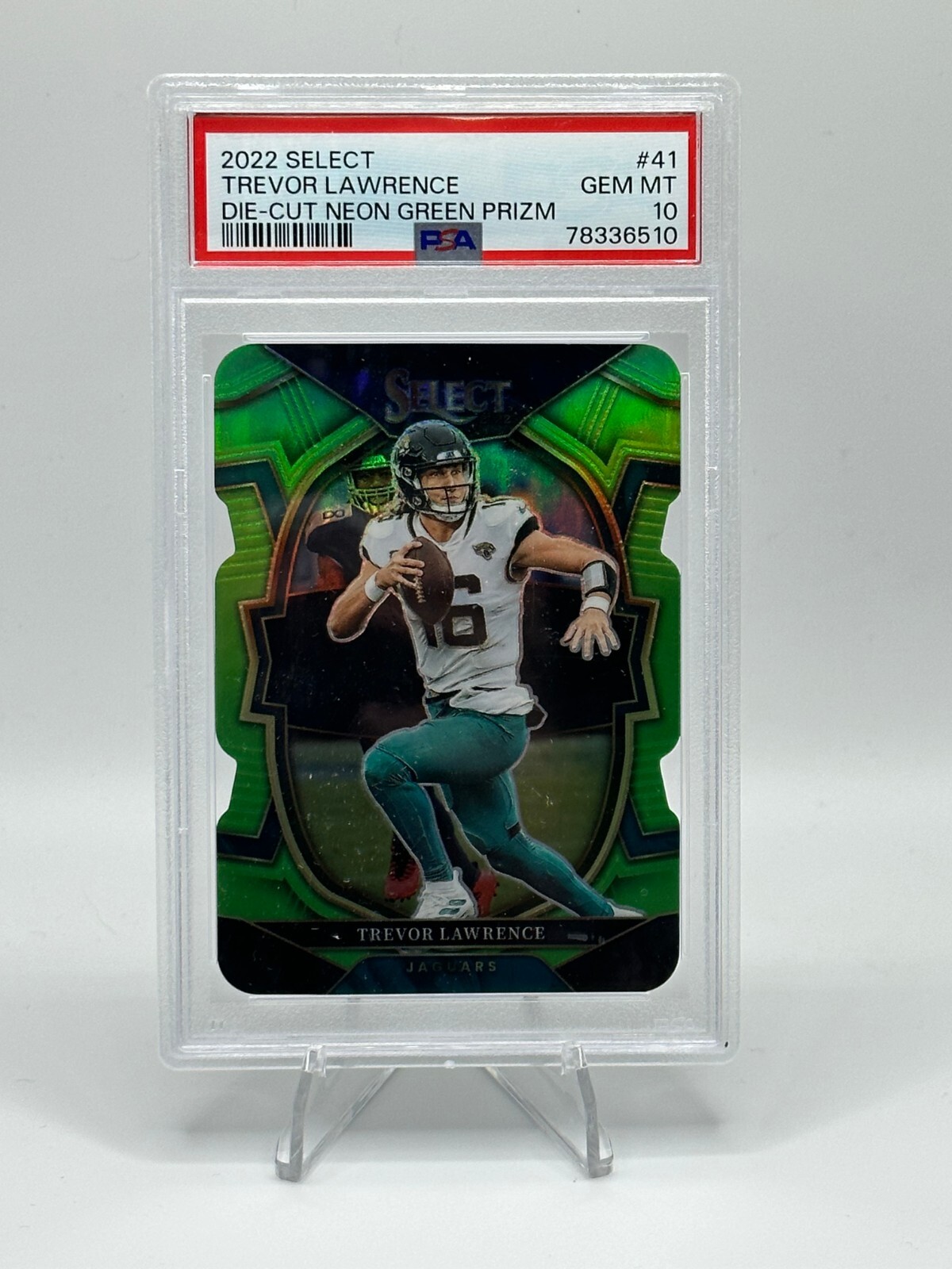 2022 Trevor Lawrence Select Die-Cut Neon Green Prizm #41 PSA 10 #/299