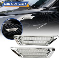 Pair Silver Chrome Auto Car Accessories Air Flow Fender Side Vent Sticker Trim