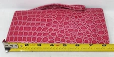 8" Pink Fuchsia Wallet Wristlet Black Liner With Pockets Zipper Textured Pattern