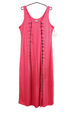 Falls Creek Sleeveless Maxi Tank Beach Dress with Tassels Coral Orange L NWT