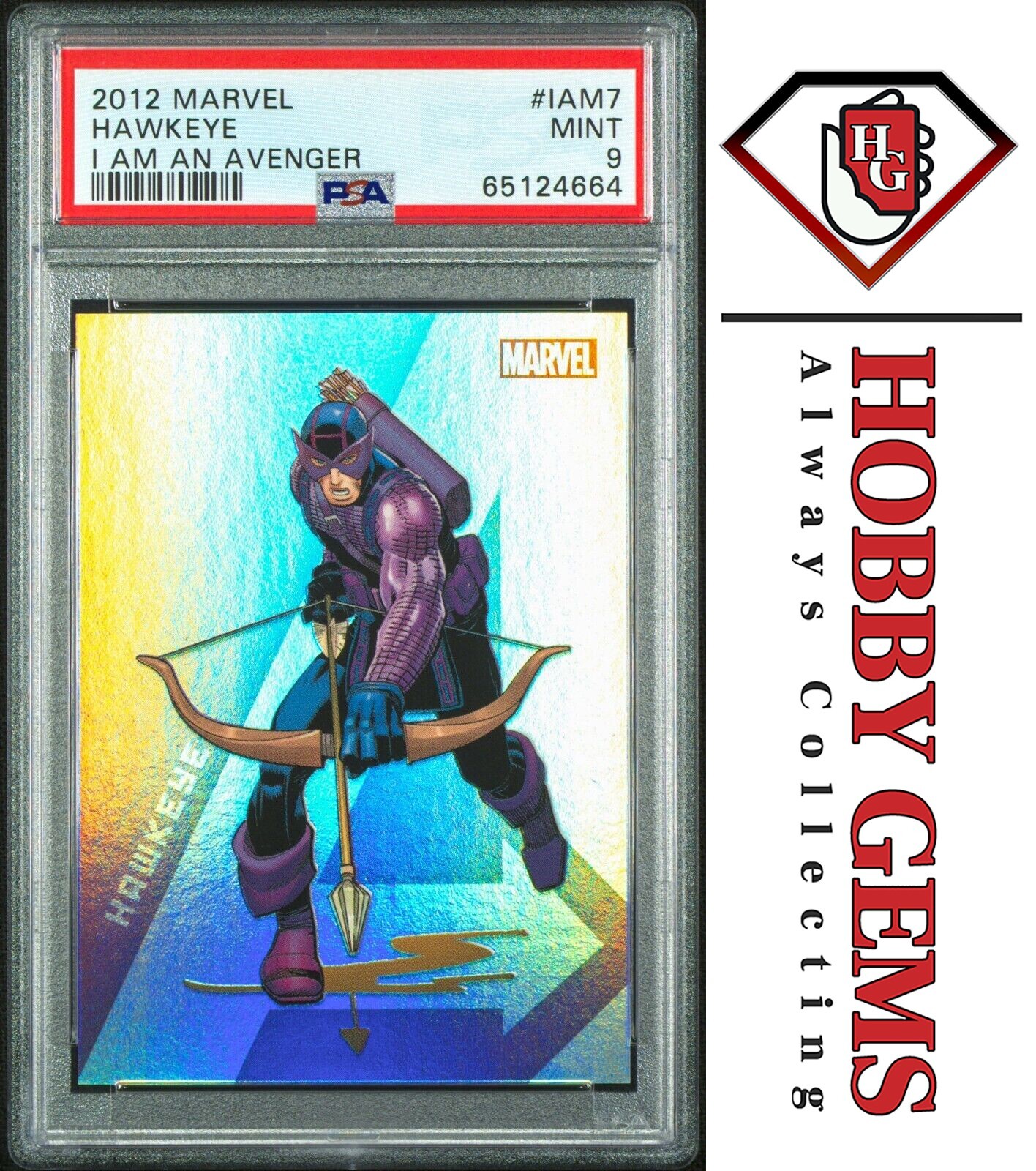 HAWKEYE PSA 9 2012 Rittenhouse Marvel Greatest Heroes I am an Avenger Foil #IAM7