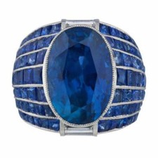 Impressive Blue Lab Created Multi Shape Sapphire Solitaire Style Women's Ring