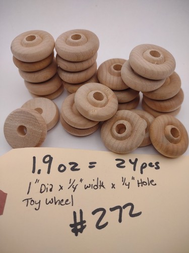 Mini Ruota Giocattolo in Legno 1" x 1/4" x 1/4" Non Finita Lotto 24pz Confezioni #TW10 - Foto 2 di 2