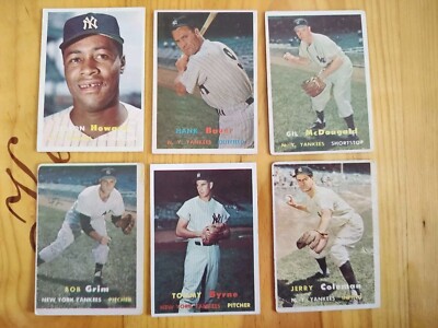 1957 Topps Baseball New York Yankees 6-Card Lot Howard Bauer Both EX+ 4 Others
