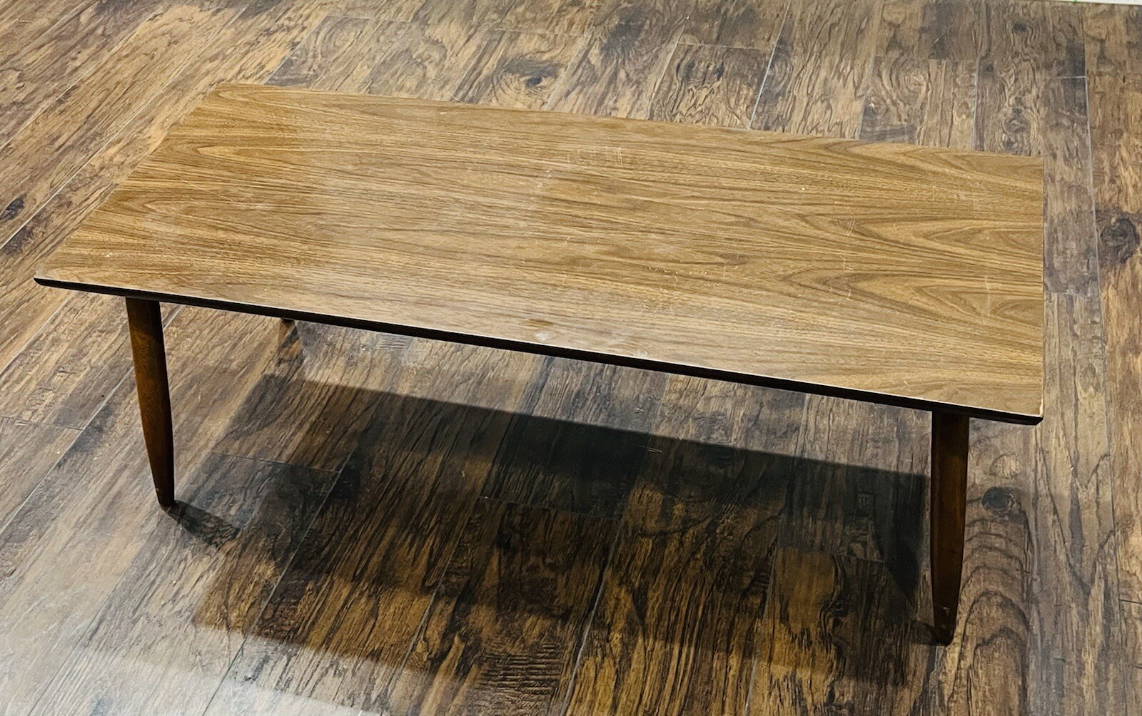 Mid Century Modern Paul McCobb Style Woodgrain Formica Long Coffee ...