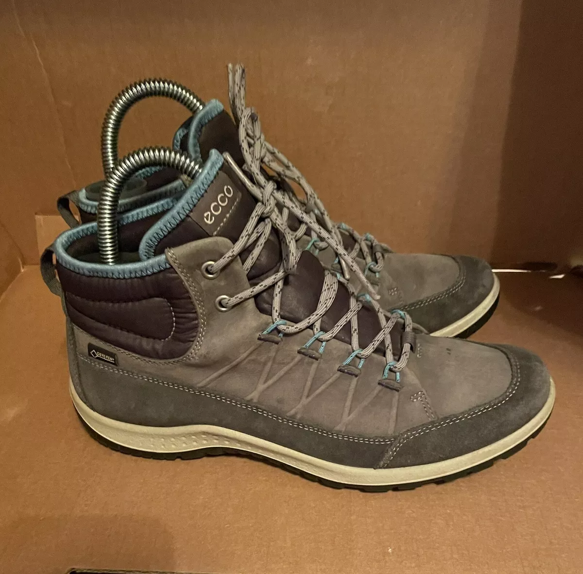 Ecco Aspina GTX High Top Women s Size 39 EU Hiking Boots Waterproof Yak Grey