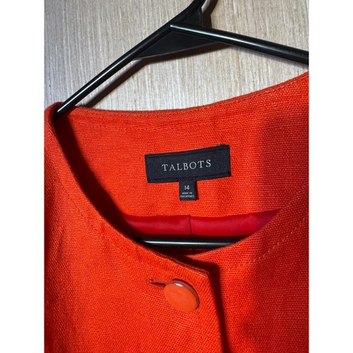 Talbots linen orange red boxy button down blazer jacket - Picture 4 of 6