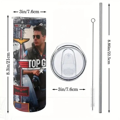 Vaso Top Gun Maverick 20 oz. Vaso de acero inoxidable con tapa y pajita - Imagen 5 de 8