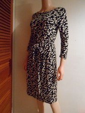 Hobbs Women's Black and Yellow Geometric Print Pleaded Office Dress Size: 8