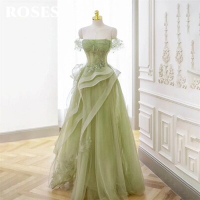 Green Prom Dress Appliques Tulle CelebrityTiered Pleat Evening DressSweetheart | eBay Green Prom Dress Appliques Tulle CelebrityTiered Pleat Evening DressSweetheart | eBay
