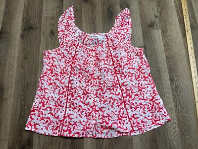 Sonoma Tank Top, Women's Size Large, Red White, Floral, Sleeveless