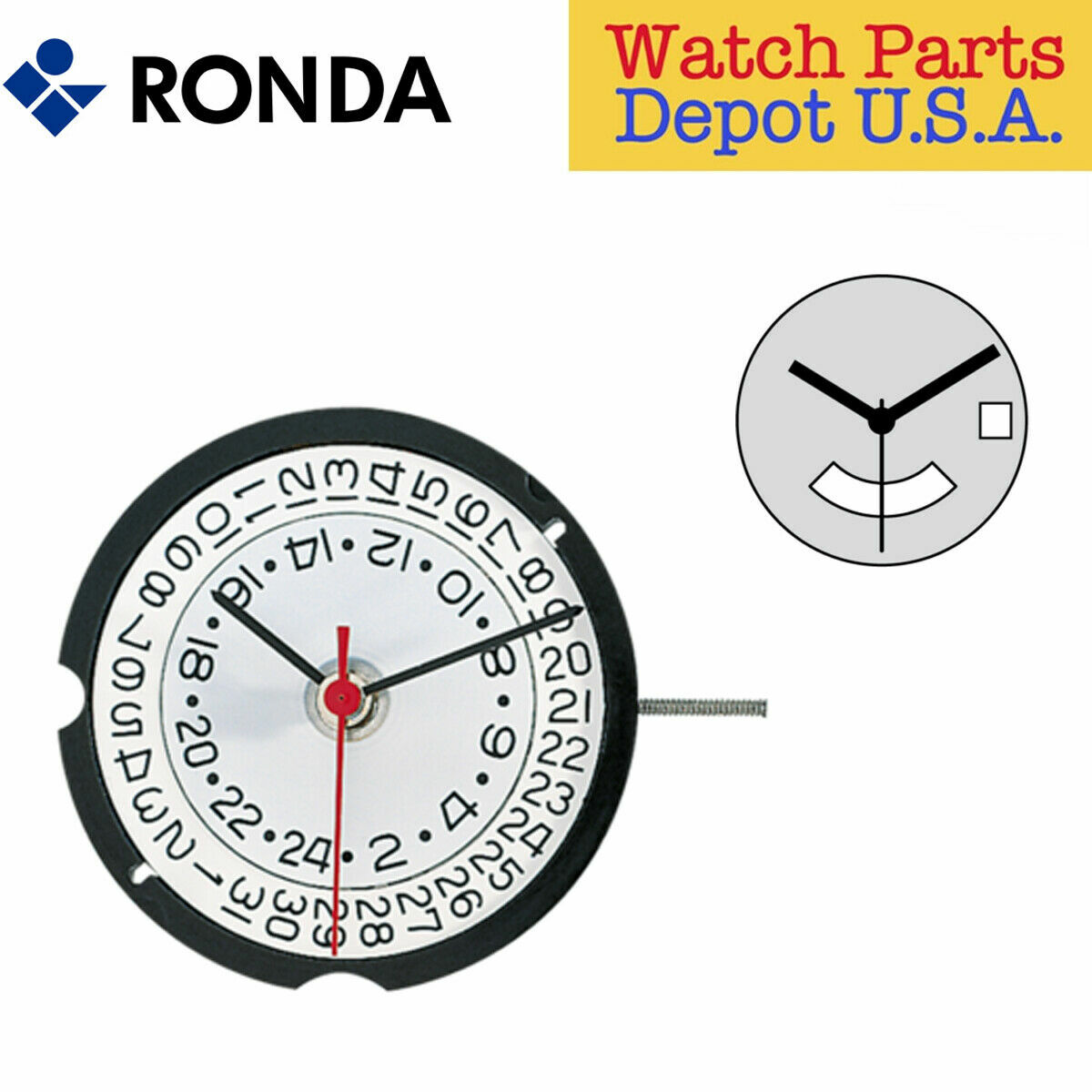 Harley Ronda 515-24D/H Quartz Watch Movement 3 Hands Date at 3
