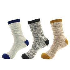 Women's Ribbed Style Slouch Boot Cotton Fall Winter Crew Socks, 3 Pairs Assort C