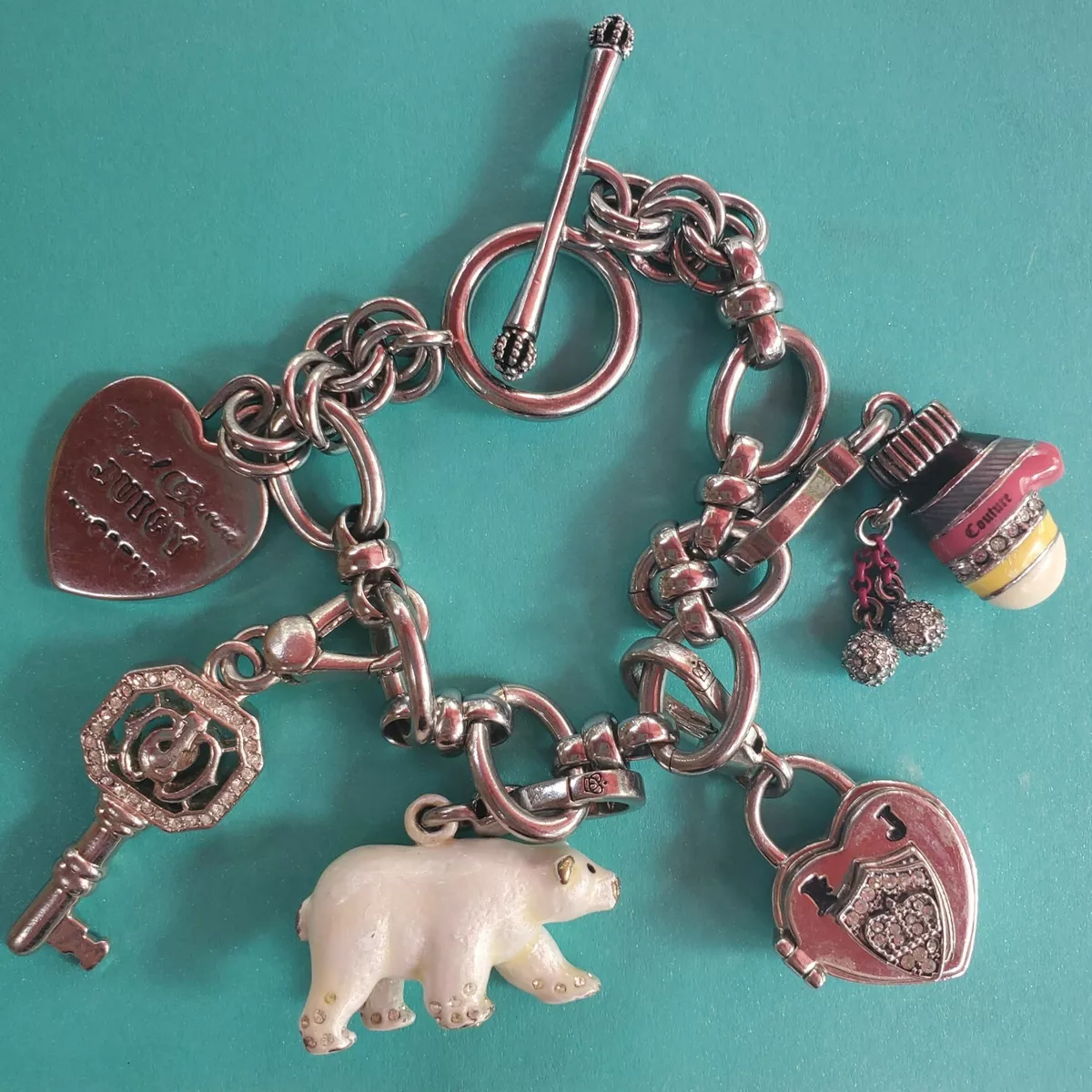 Y2K Silver Juicy Couture Charm Bracelet with Charms