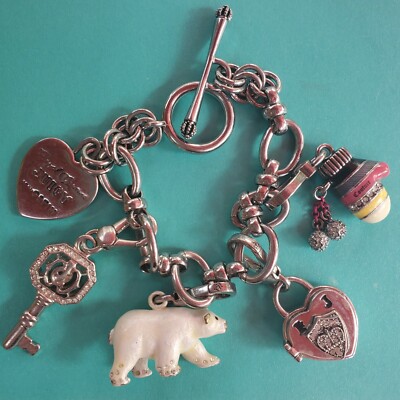 Y2K Silver Juicy Couture Charm Bracelet with Charms