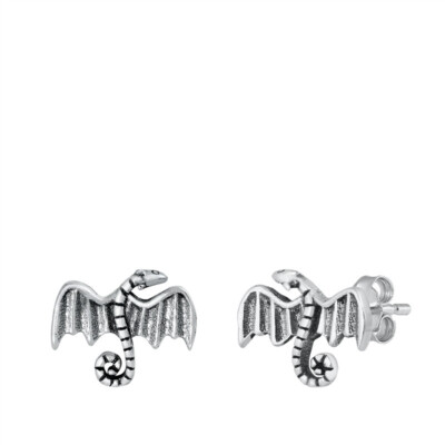 Dragon tiny sterling silver stud earrings