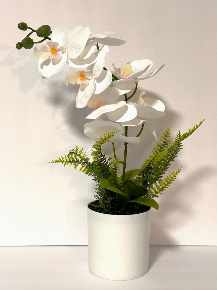 Artificial Flowers Potted Silk Orchid Faux Potted Flower Fake Phalaenopsis Decor - Image 3 of 4