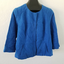 Chico's Women 2, US 12/14 Zip Up Linen Jacket 3/4 Sleeve Blue Casual Lightweight
