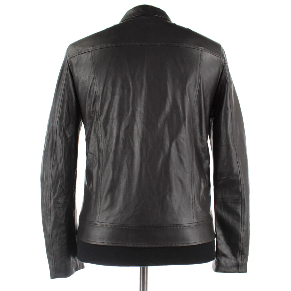 Chaqueta de cuero Eleventy Platinum nueva sin etiquetas cremallera completa talla 50 EE. UU. mediana en marrón oscuro Foto 4 de 4