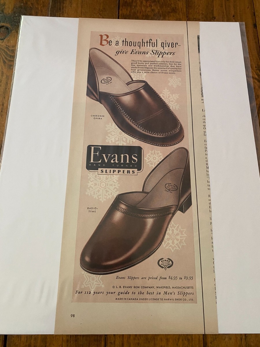 Vintage 1953 Evans Men's Slippers Be A Thoughtful Giver ad
