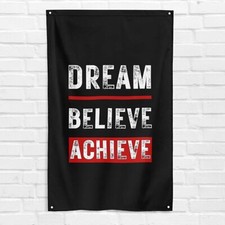 Dream Believe Achieve 3x5 ft Gym Flag Exercise Workout Motivational Banner