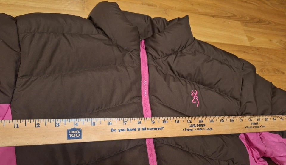 БРАУНИНГ коричневый / розовый гусь вниз куртка женщин удобный молнии выстеганный пуховик - Изображение 4 из 4