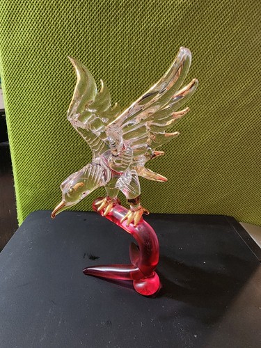 GLASADLER MUNDGEBLASEN offene Flügel auf FIGUR STATUE - Bild 1 von 5