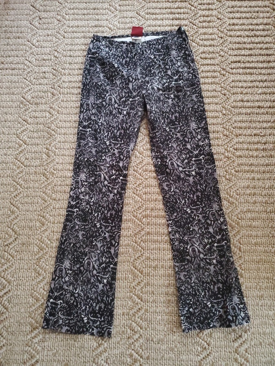 90's Vintage Blue Brand Black Gray Pattern Side Zip Pants Sz 7
