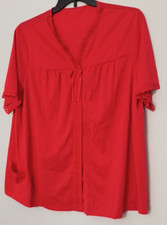 Vintage Shadowline Nylon Bed House Jacket Red Short Sleeve