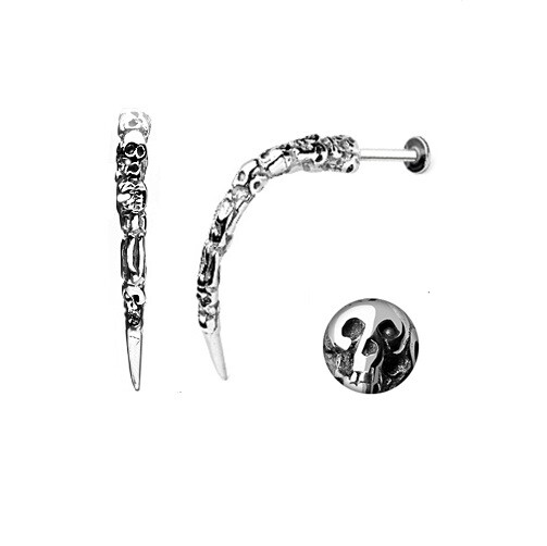 Disturbed Labret, 1.2mm or 1.6mm Bar, Lip Chin Stud, Notched Curved ...