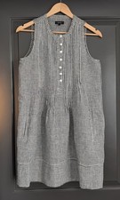 Quince 100% Linen Swing Dress Gingham S Sleeveless Pintuck EUC Free Shipping 