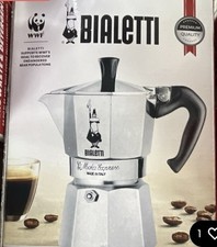 Bialetti Moka Express Stovetop Espresso Maker 6 Cup Silver Aluminum Portable