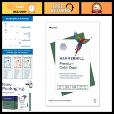 Premium Color Copy Paper 28 lb, 8.5x11, 500 Sheets, 100 Bright, Made in USA