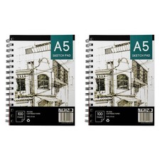 A5 Artist Sketch Book Pack of 2 Ring Bound Art Cartridge Paper 140GSM Paper