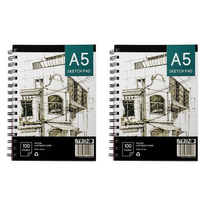 A5 Künstler Skizzenbuch 2er Pack Ringgebunden Kunst Patronenpapier 140GSM Papier