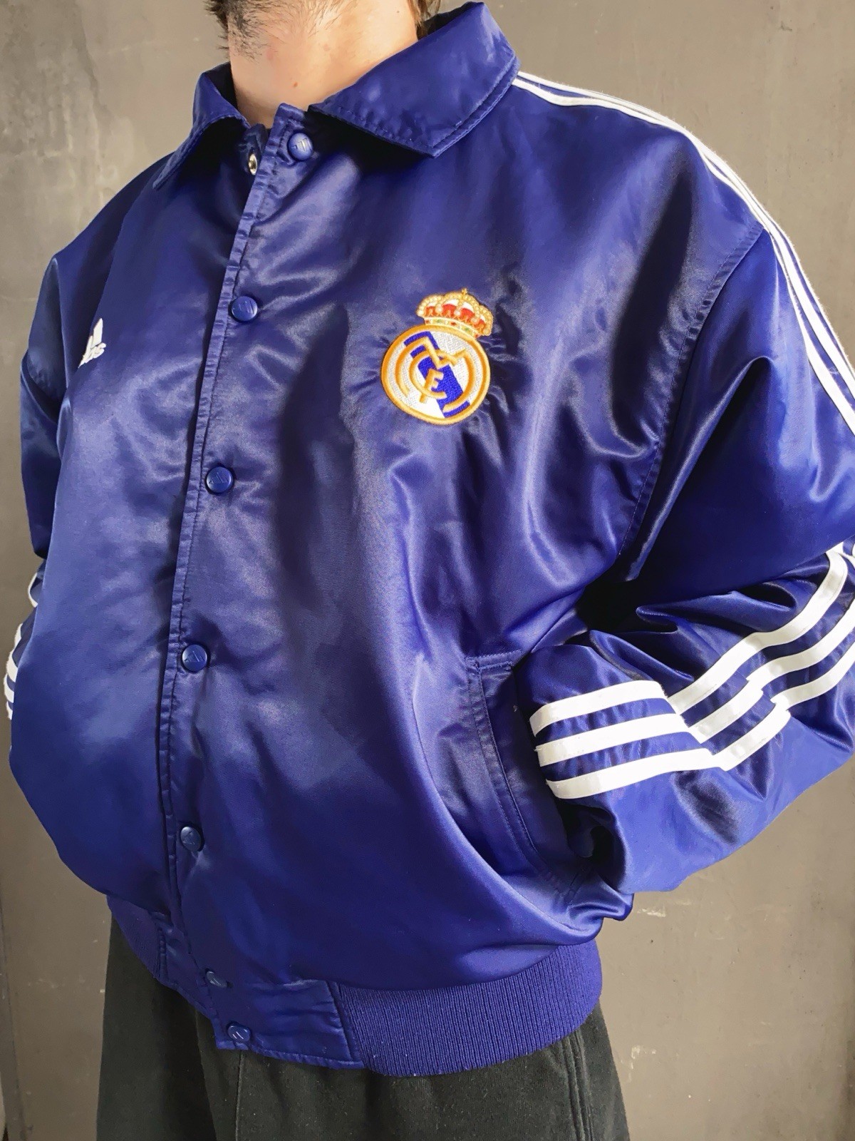 90s Adidas x Real Madrid Vintage Bomber Jacket; 1999; Large - XL